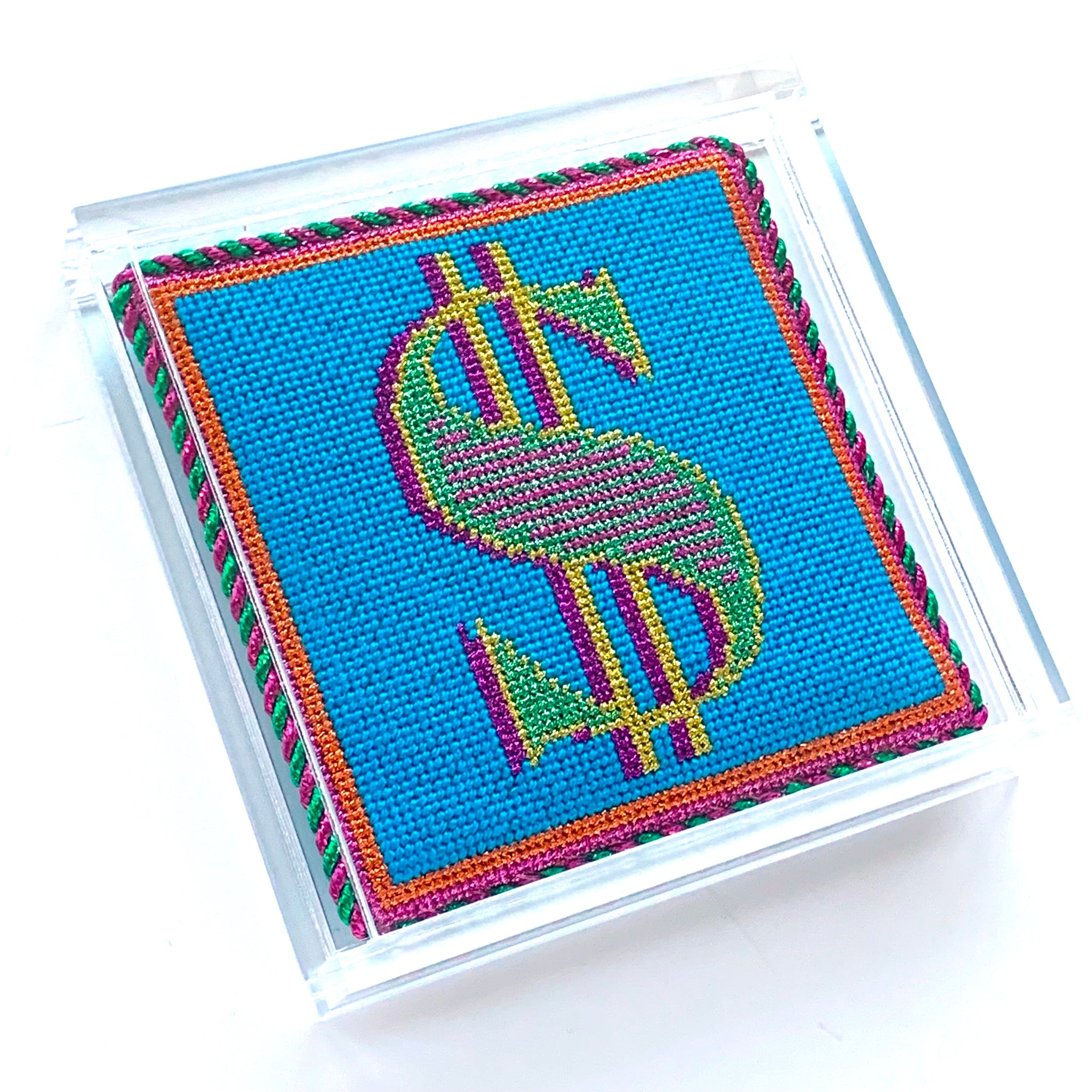 Dollar Sign 4 Inch Square Needlepoint Canvas