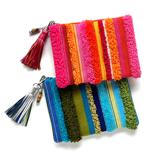 Tufted Stripe Clutch Needlepoint Canvas - Pink and Orange