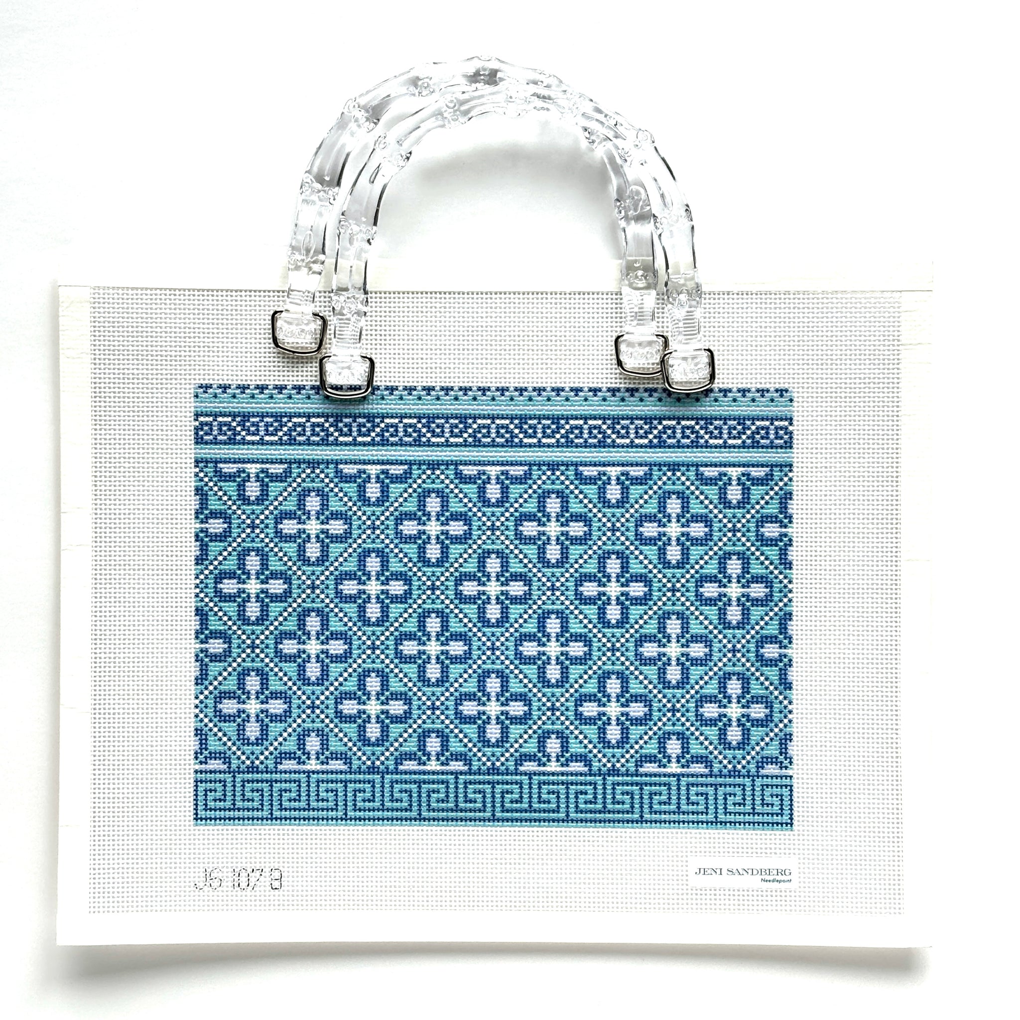 Pair of Clear Faux Bamboo Acrylic Purse Handles - for Needlepoint Handbag
