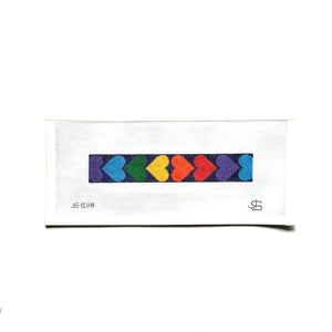 Hearts Key Fob Needlepoint Canvas - Rainbow Colors