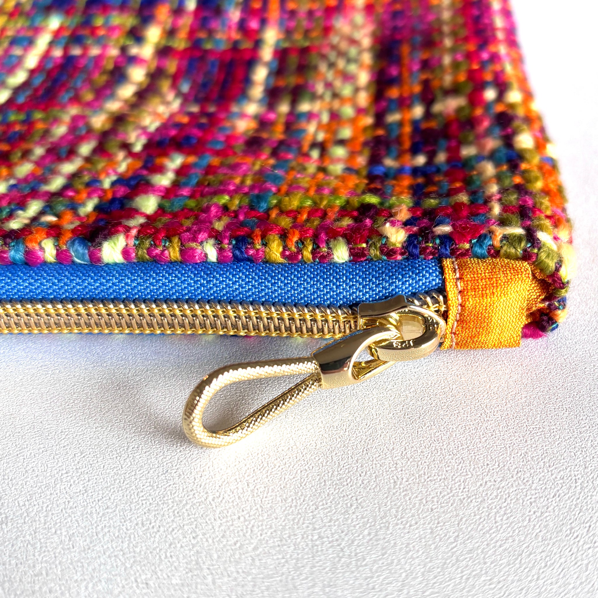 Colorful Tweed Needlepoint Project Bag or Clutch