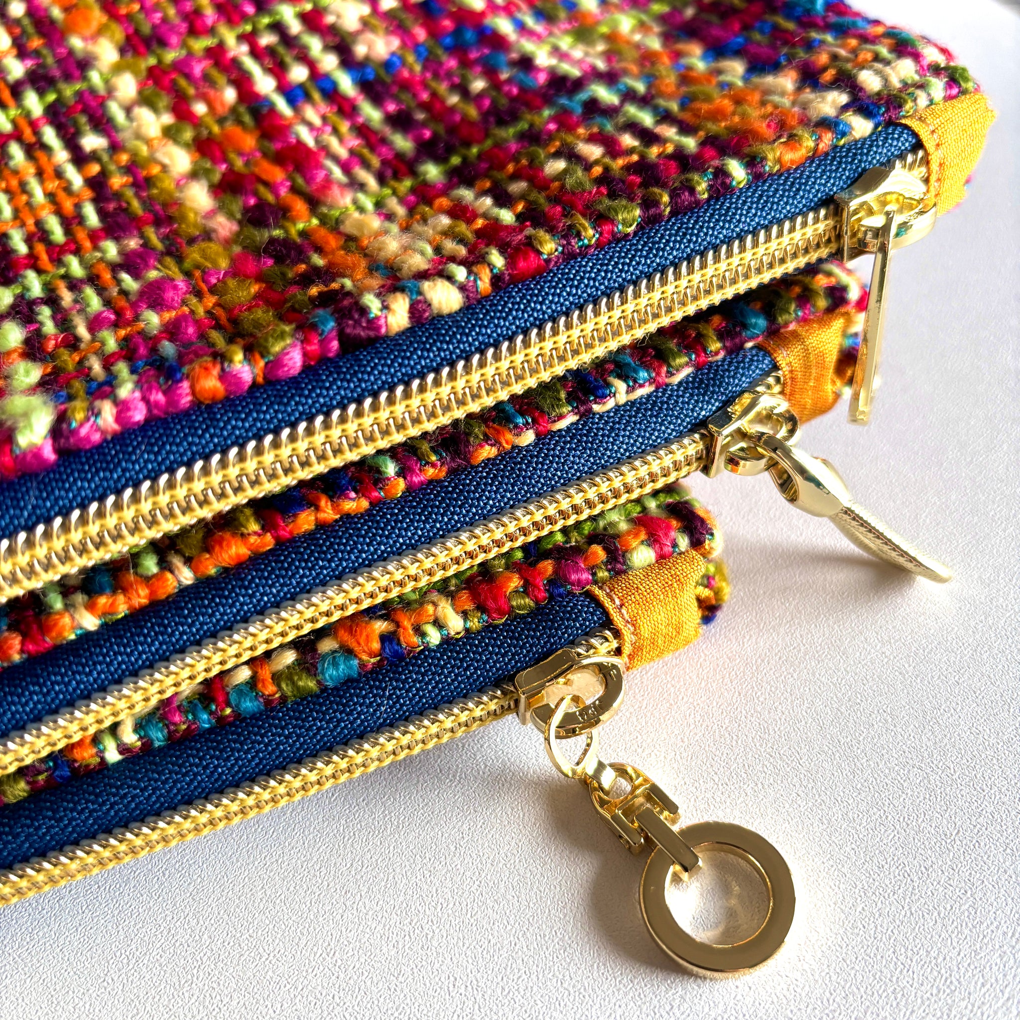 Colorful Tweed Needlepoint Project Bag or Clutch