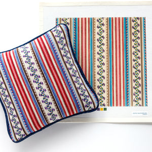 French Stripe 10 Inch Square Pillow / Tray Needlepoint Canvas - Multicolor