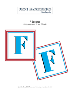 F Charts - Four-Inch Squares on 13 and 18 Mesh - Downloadable .pdf Counted Charts