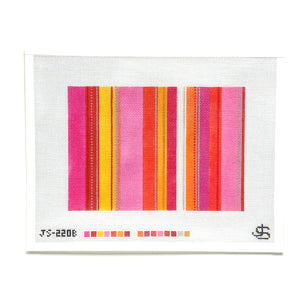 Tufted Stripe Clutch Needlepoint Canvas - Pink and Orange