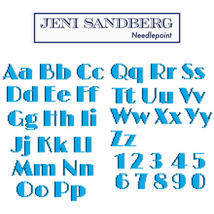 Jeni Sandberg counted stitch alphabet art deco style