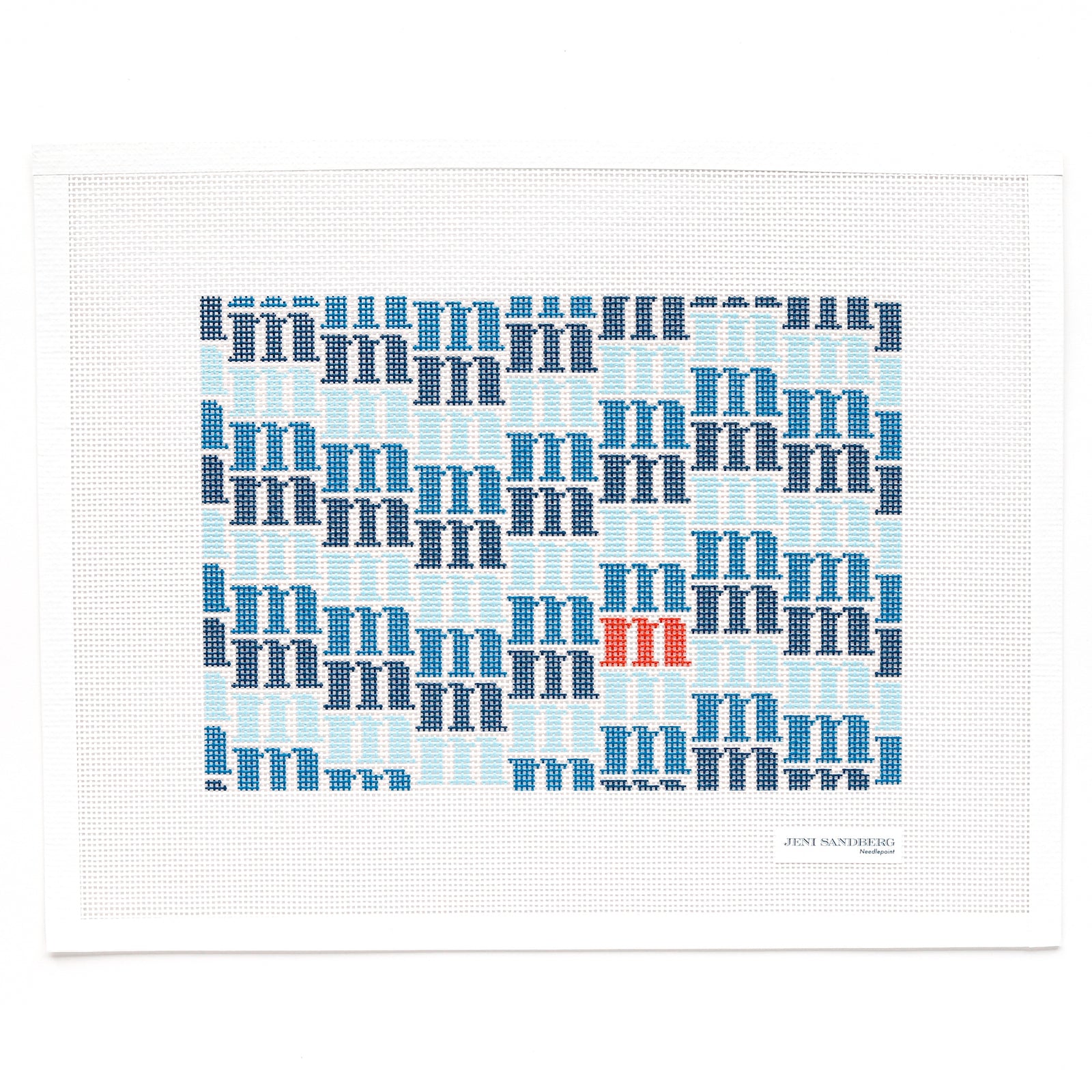M Letter Clutch Needlepoint Canvas - Blue