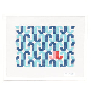 J Letter Clutch Needlepoint Canvas - Blue