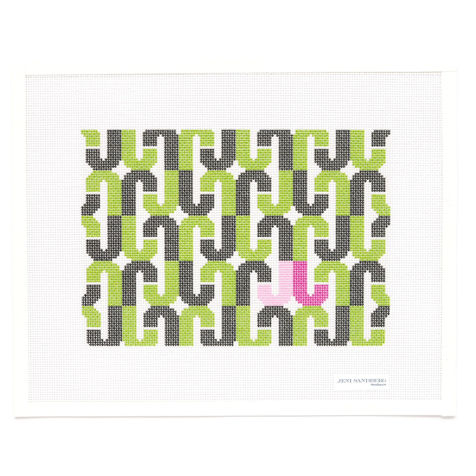 J Letter Clutch Needlepoint Canvas - Green