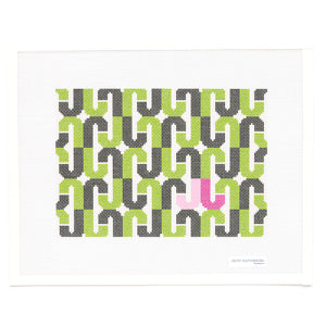 J Letter Clutch Needlepoint Canvas - Green