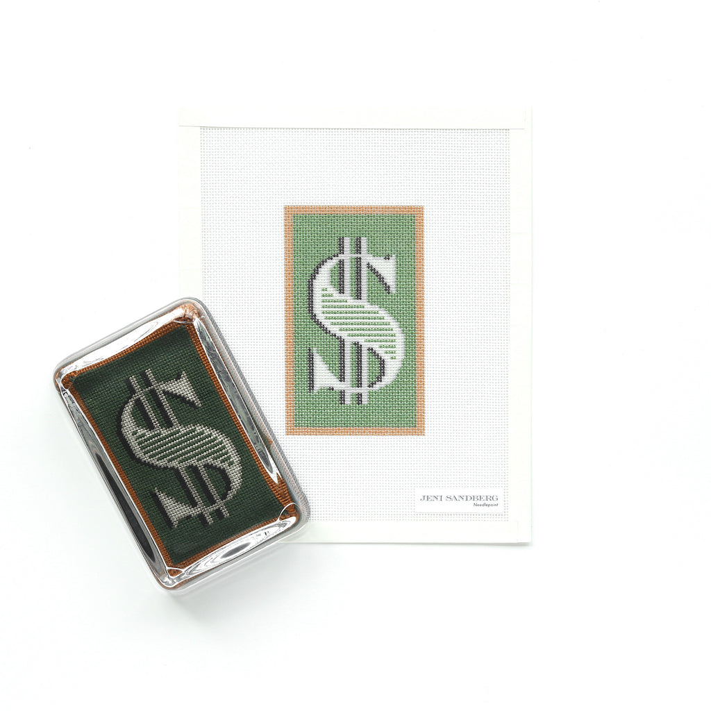 Dollar Sign Ornament / Paperweight Needlepoint Canvas – Jeni Sandberg
