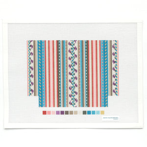 French Stripe Gusset Zipper Bag Needlepoint Canvas - Multicolor Small