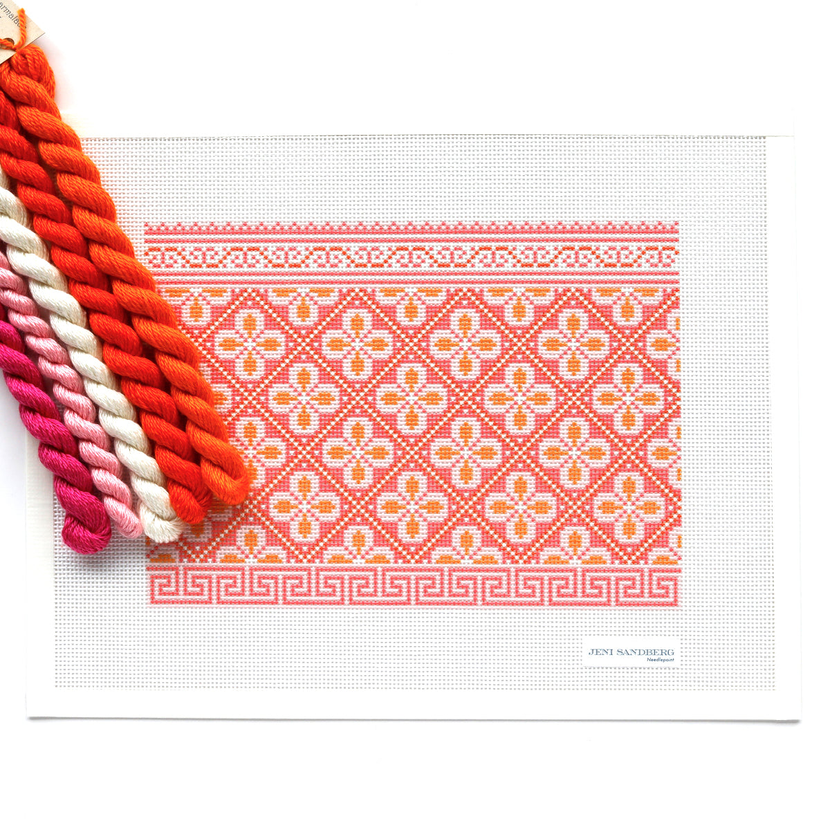 Hewitt Clutch Needlepoint Canvas - Pink and Orange