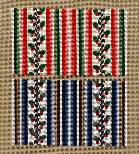 French Stripe Christmas Stocking Needlepoint Canvas - Blue
