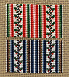 French Stripe Christmas Stocking Needlepoint Canvas - Red