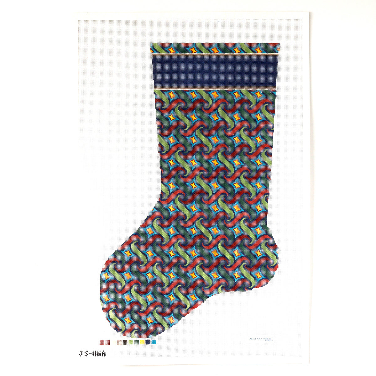Swirl Christmas Stocking Needlepoint Canvas - dark – Jeni Sandberg