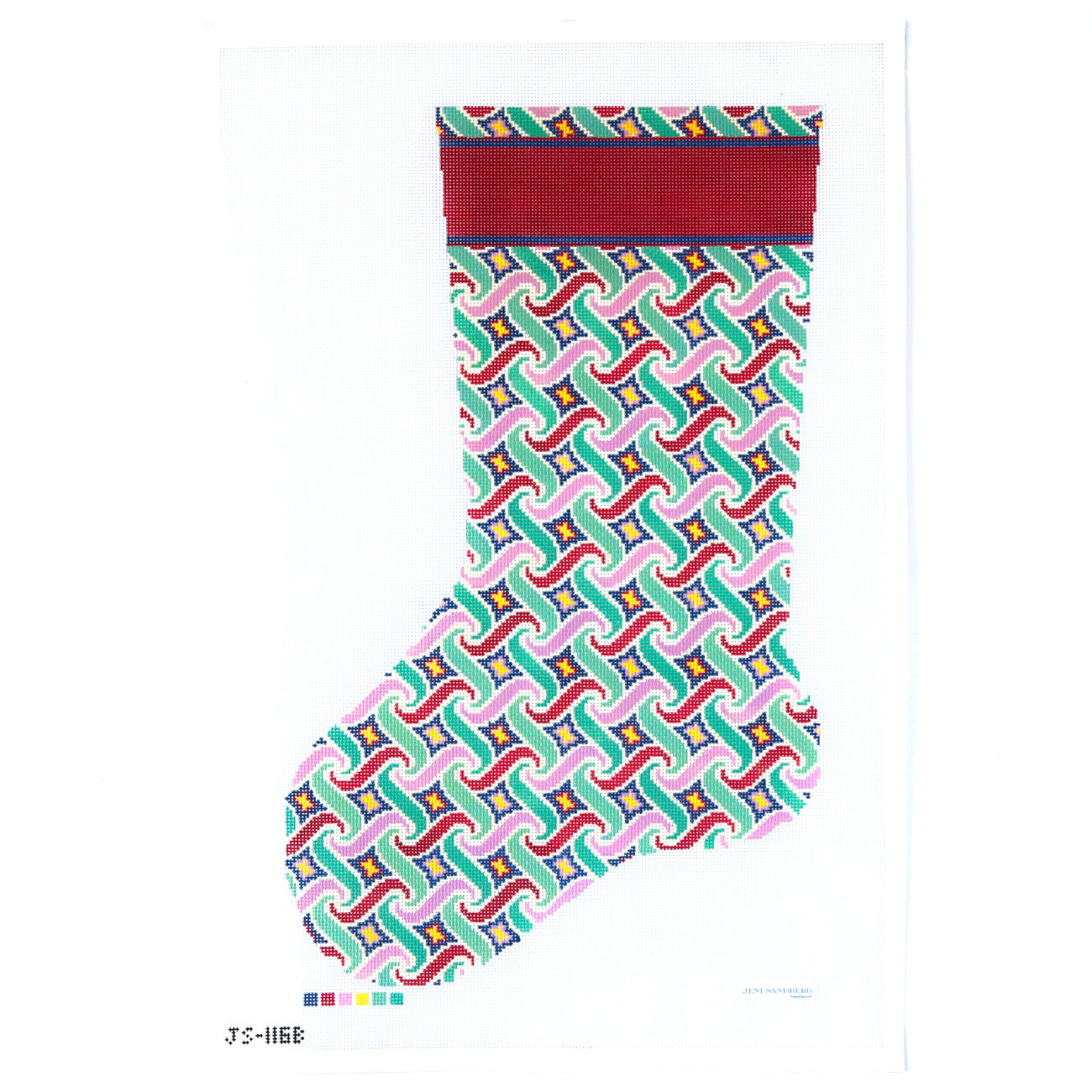 Swirl Christmas Stocking Needlepoint Canvas - bright