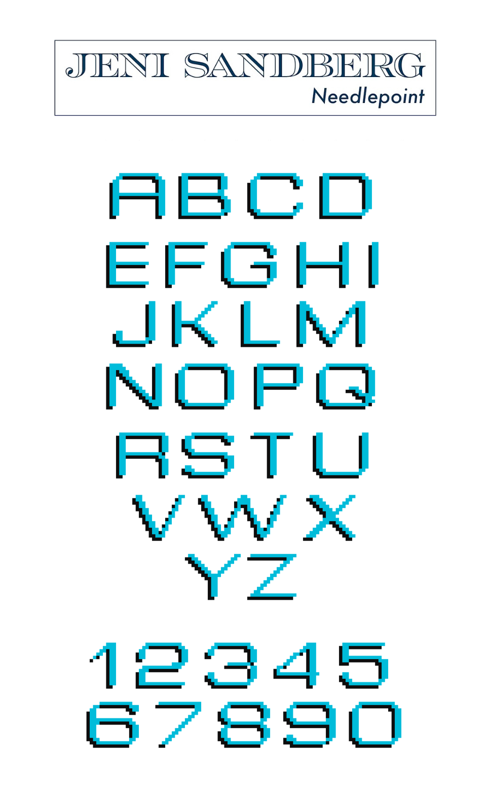 Modern Alphabet Counted Needlepoint CHART Downloadable .pdf Jeni